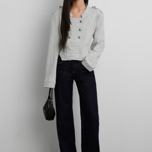 CROPPED MILITARY STYLE COTTON JACKET