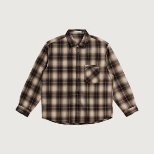 PLAID GRID BUTTON-UP SHIRT