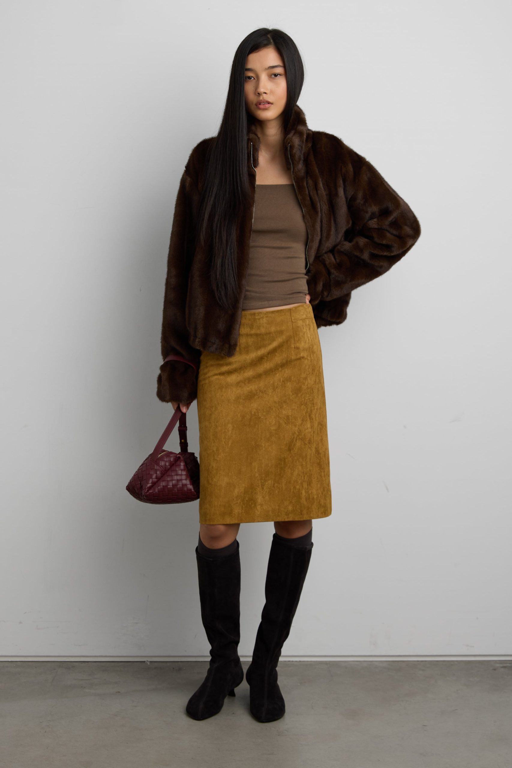SUEDE MIDI SKIRT